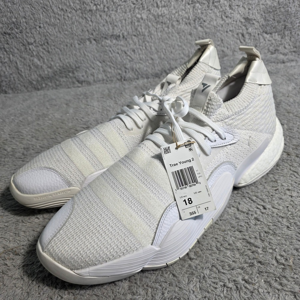 Adidas Trae Young 2 Men's Basketball‎ Shoes triple White Size 18 H03844 NEW